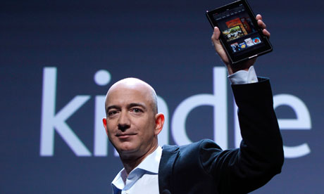 Amazon CEO Jeff Bezos with the Kindle Fire
