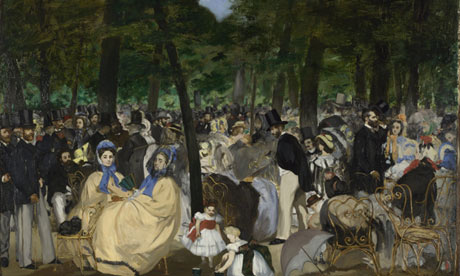 Music in the Tuileries Gardens (1862) by Manet, which hangs in the National Gallery.