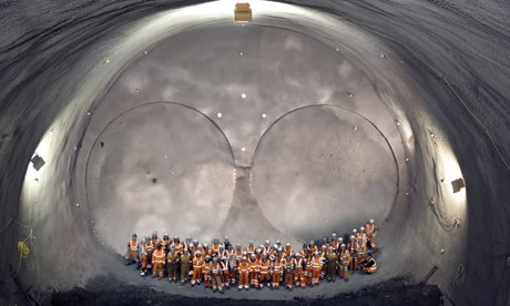 Crossrail workers celebrate completion of the eastbound cavern 40 metres beneath Stepney Green