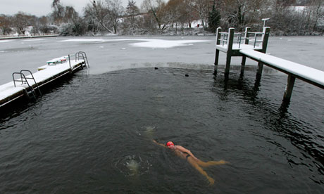 A winter’s dip in the men’s pond on Hampstead Heath