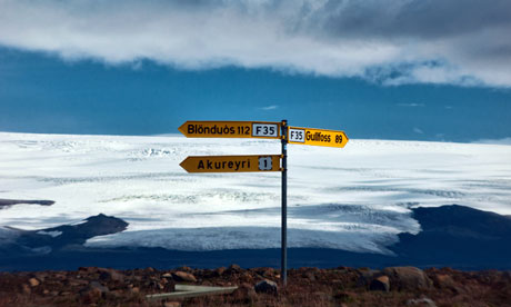 signposts along the Kjolur Highland Route Iceland