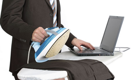 Multitasking businessman