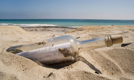 A bottle containing a message