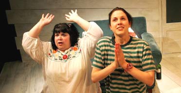 Debbie Chazen (Maribel) and Amanda Hale (Laney) in Crooked, Bush, London
