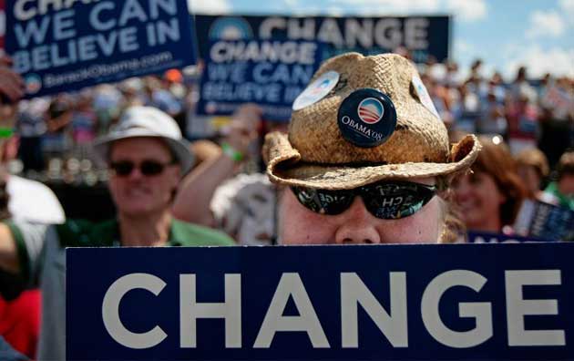Supporters wait for the arrival of Democratic presidential hopeful Sen. Barack Obama (D-IL) during a rally on the street in front of the Corn Palace June 1, 2008 in Mitchell, South Dakota. 