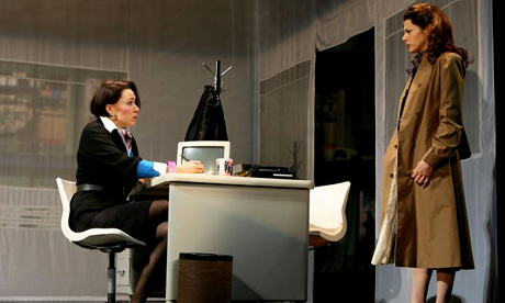 Elizabeth Marvel and Marisa Tomei in the Manhattan Theatre Club revival of Caryl Churchill's Top Girls