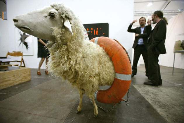 The Follower by Jonathan Monk is displayed at the Frieze art fair