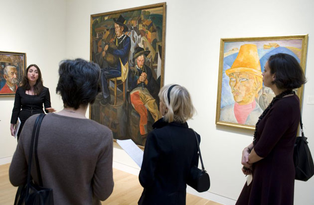 Pipe Players (C), Man with a Pipe (L) and Shepard of the Hills by Boris Grigoriev are shown during a press preview October 29, 2008 at Sotheby's in New York