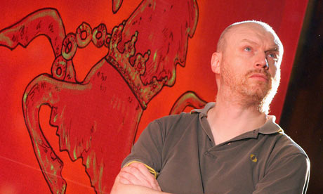 Mark Ravenhill on the set of Dick Whittington and His Cat 