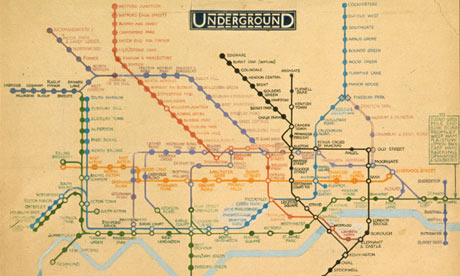 Original drawing for the diagrammatic London tube map by Henry Beck (1931)