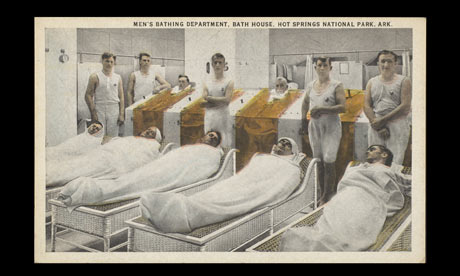 Postcard Men's bathing department 1920s Walker Evans