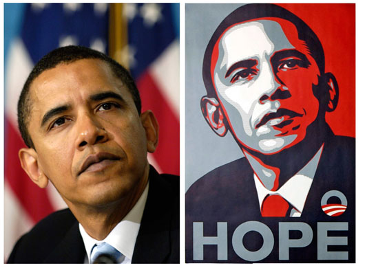 The Week in Art: Shepard Fairey's Obama portrait vs AP's original photograph