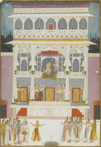 India at British Museum: Maharaja Bakhat Singh at the Jharokha Window of the Bakhat Singh Mahal
