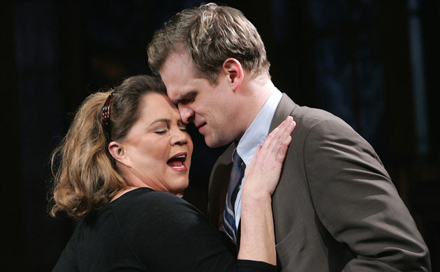 Kathleen Turner as Martha and David Harbour as Nick in Who's Afraid of Virginia Woolf?