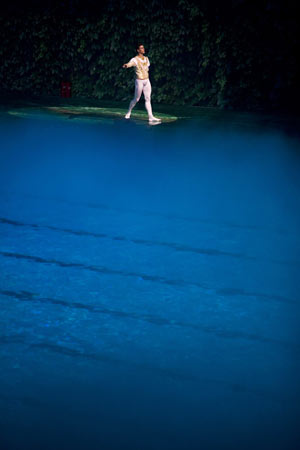 Dancers perform Swan Lake inside the National Aquatics Centre in Beijing