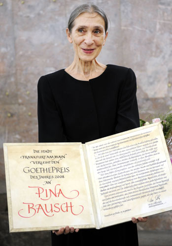 Pina Bausch: Pina Bausch at ceremony for the Goethe Prize in Frankfurt Germany