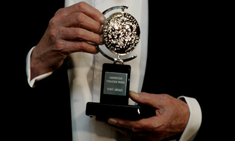 A Tony award in the hands of Alan Bennett