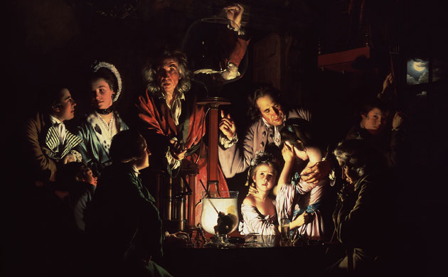 Moon art: An Experiment on a Bird in the Air Pump by Joseph Wright