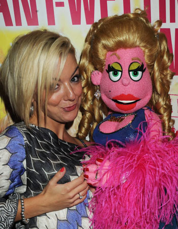 Sheridan Smith and Lucy the Slut at the opening of Avenue Q at the Gielgud