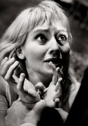 Public faces: Diane Cilento in rehearsal of Pirandello's Naked, 1961