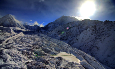 The Khumbu Glacier in the Everest-Khumbu region of the Himalayas