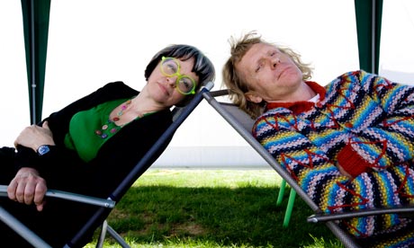 Grayson Perry and his wife Phillipa at this year's Hay festival