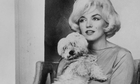Actress Marilyn Monroe Holding Dog