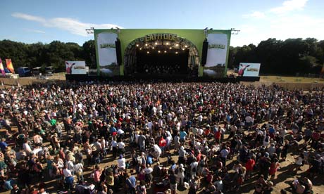 Festivalgoers in front of the Obelisk stage at the Latitude festival, Suffolk
