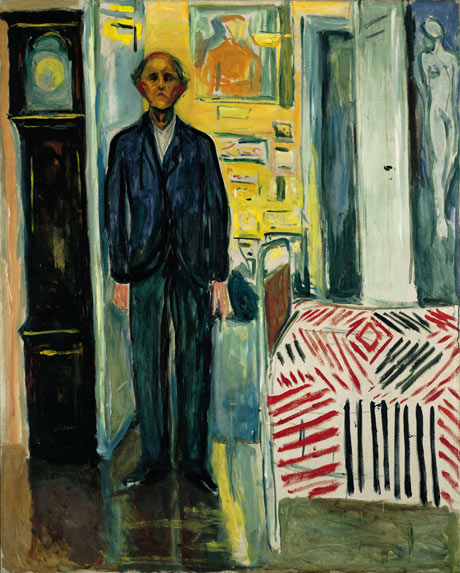 Munch's Self-portrait Between Clock and Bed, 1940-42. Edvard Munch - Painting