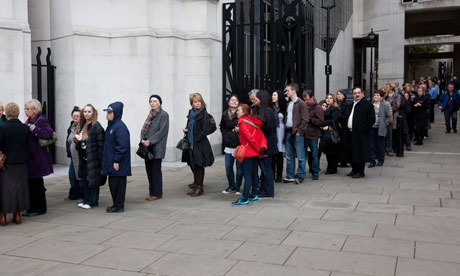 Visitors to a blockbuster exhibition