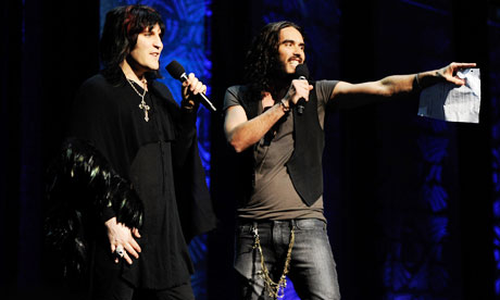 Noel Fielding and Russell Brand perform at the Secret Policeman's Ball