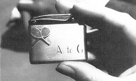 The cigarette lighter from Strangers on a Train, a gift from Anne to Guy