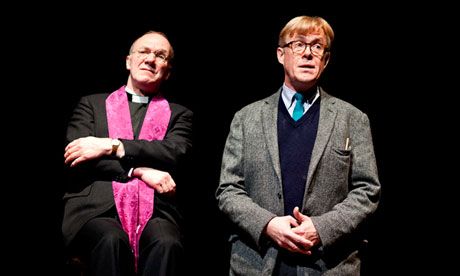 Self centred … Derek Hutchinson (Vicar) and Alex Jennings (Alan Bennett) in Cocktail Sticks.