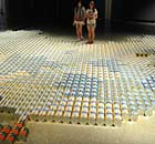 Ai Weiwei's map of China, an installation constructed from 2000 baby formula cans.