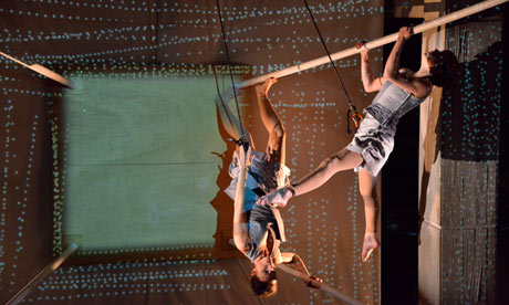 Pole to pole … dance company Retouramont is at the Stockton international riverside festival.