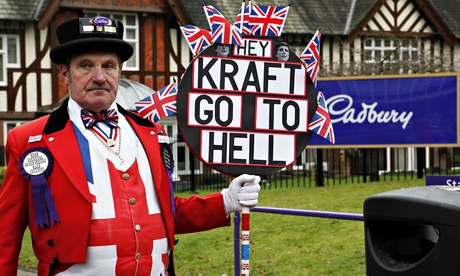 Ray Egan dressed as John Bull, protesting against Kraft's takeover of Cadbury in 2010.
