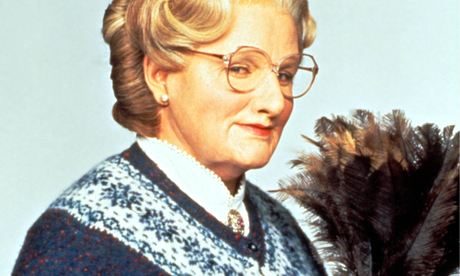 Dusting off the cardie … Robin Williams in the original Mrs Doubtfire.