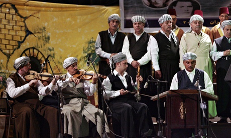 Iraqi musicians take part in a 