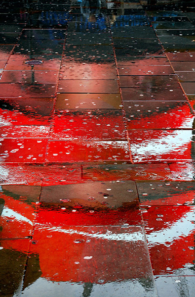 Photography competition: reflections in pavement on piccadilly circus