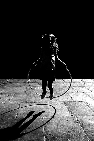 Photography competition: silhouetted girl skipping at the Castle Museum in York