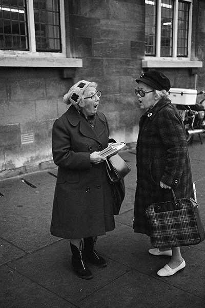 Photography competition: two elderly ladies outside old library Peterborough