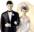 Bride and groom wedding figures on a cake suitable for a marriage