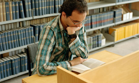 Student in library