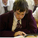 Boy in reading class