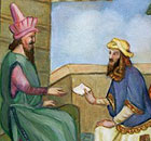 Kubla Khan receives Marco Polo, from Mandeville's Book of Wonders