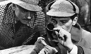Vincent Price as Sherlock Holmes in the film of The Hound of the Baskervilles