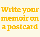 Six-word memoir on a postcard