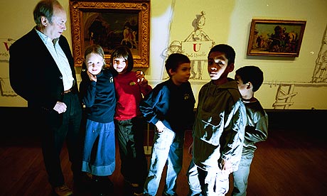 Children's laureate Quentin Blake with school pupils