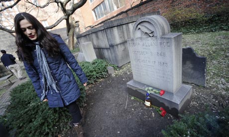 Edgar Allan Poe's grave Cynthia Pelayo, of Chicago, leaves roses and cognac 