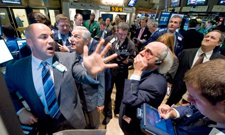 Pandemonium on the floor of the New York stock exchange on September 16, 2008